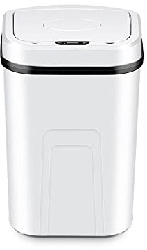 15L Automatic Sensor Kitchen Bin Non-Contact Little Plastic Garbage Bin Square Sensor Waste Dust Bin with Lid for Bathroom Kitchen White
