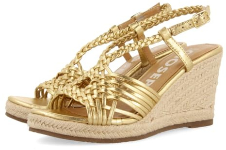 GIOSEPPO Sandalias Doradas DE Piel con Tiras Y CUÑA Alta DE Yute para Mujer Glide