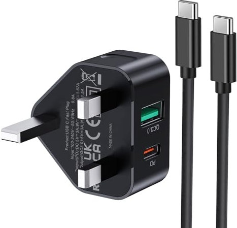 Samsung Fast Charger Plug and Cable, USB C Charge Lead 1M and Type C USBC Plug Charging for Samsung Galaxy S25 S24 S23/S22/S21/S20 A56 A55 A54 A53 A52 A26 A36 A35 A34 A33 A32 A06 A05S A17 A16 A15 A14