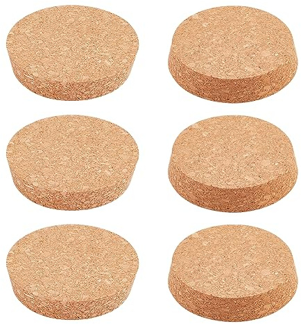 BENECREAT Lot de 6 bouchons coniques en bois résistants pour bouteilles de liège, verre de bière et vin, 85 x 78 x 17 mm