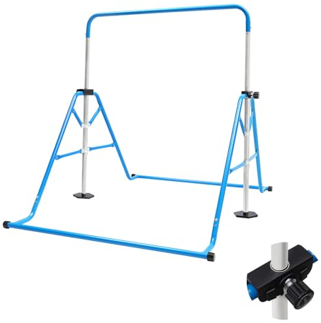 BJTDLLX Barre de gymnastique pour enfants - Réglable en hauteur - Pour jardin - Pour l'intérieur et l'extérieur - Bleu