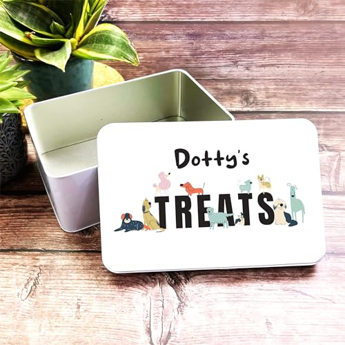 Colourful Funny Dogs Rectangle Personalised Treat Biscuit Tin Personalised Gift | Custom Gift | Personalized Tin | Personalised Tins | Gift For Her | Gift For Him