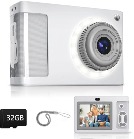 ARNSSIEN Appareil Photo Numérique, Appareil Photo Enfant 1080P Vintage,écran 2.4IPS avec 16 LED de remplissage,cadeau d'anniversaire pour les plus grands,les adolescents,les étudiants,les débutants,Y2