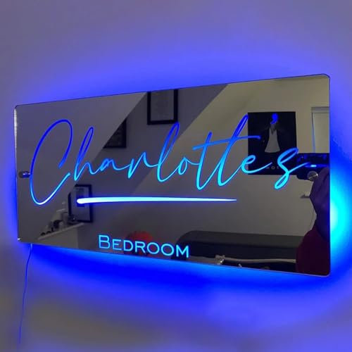 mxn Insegna LED Personalizzata con Nome Specchio Personalizzato,Lettere Luminose Nome Personalizzato Scritte Neon LED Lampada Personalizzata Specchio Camera da Letto Decorazione da Parete Regalo