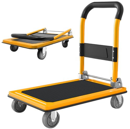 Iriisy Transportwagen 300kg Transportwagen Faltbar mit Rollen 360° Klappbar Plattformwagen Klappbar Klappbarer Griff rutschfeste 77x50cm