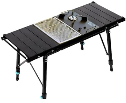 TEAKEA Picnic Camping IGT Table BBQ Grill Table Folding Removable Outdoor Picnic Backpacking FishingTable Light(IGT Table Without BBQ Grate)