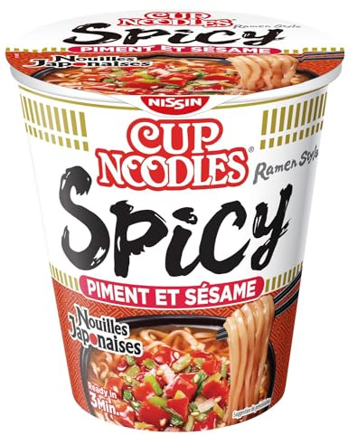 NISSIN- Nouilles Japonaises - Saveur Hot Chili Spicy -1 carton de 8 cups de 66g