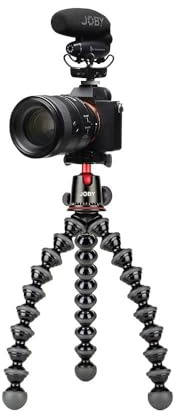 JOBY Kit Vlogger-Pro, Kit Vlogging GorillaPod para Cámara (Trípode Flexible GorillaPod 5K, Micrófono On-Camera Wavo Pro y Cables TRR), para Creadores Profesionales, Vloggers, Youtubers.
