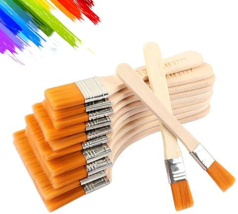 KASESSS 12 Pcs Soft Bristle Paint Brush Set, 12 Size Paint Brushes Decorating, Art Paintbrush with Wood Handle Gloss Paint Brush Flat Paintbrushes for Drawing Furniture Walls Cabinets and Home DIY