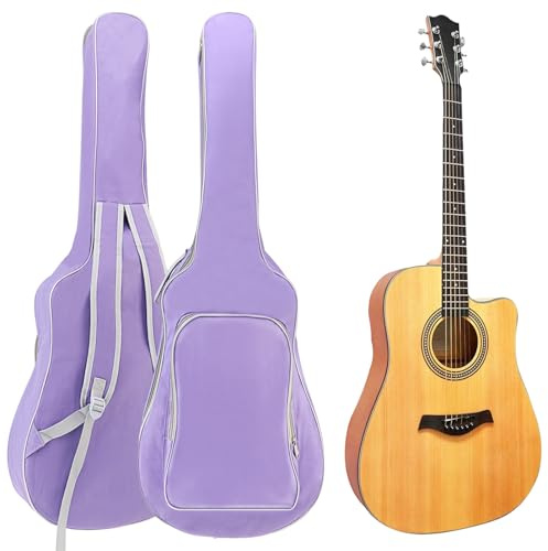Acoustic Guitar Bag 40 41 Inch, Guitar Case with Double Shoulder Adjustable Straps, Guitar Gig Bag Large Capacity Pocket, Waterproof Soft Guitar Backpack for Classical Guitar Lover, Purple