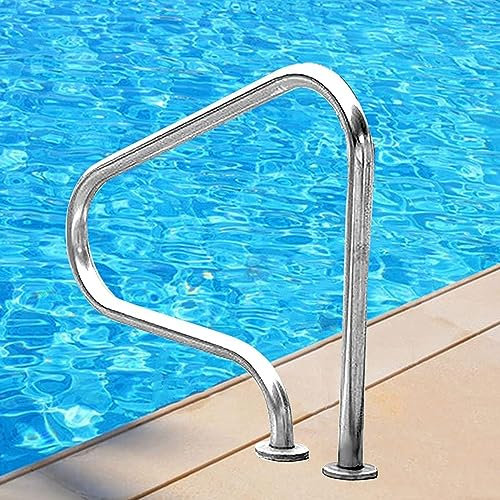 Barandilla De Piscina De 31 X 31 Pulgadas Barandilla De Piscina De Acero Inoxidable 304, Plateada, A Prueba De Óxido, Barandilla De Piscina Humanizada, Juego Completo De Accesorios (1 Pieza)