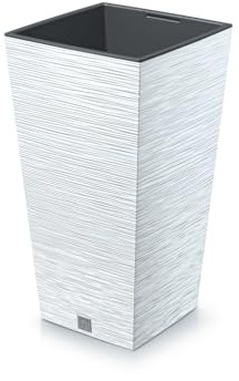 Stolmet Tall Square Flower Pot, Suitable for Indoor and Outdoor Usage, White Plant Pot with Insert, Flowerpots Ranging from 11.4L to 91.5L (19L)
