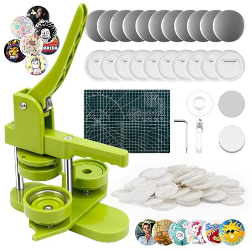Buttonmaschine 58mm, Orifesio Button Maker mit 100 Zubehör & Kreisschneider, Button Badge Press Maschine, Pin Maker Machine 2,25 Zoll, Buttons Selber Machen, DIY Abzeichen Buttons Maschine Set