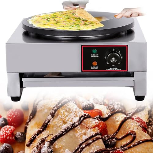 Eastnmythet Plancha y Crepera, Sartén Antiadherente para Crepes, Plancha para Panqueques de Escritorio Comercial, Encimera Antiadherente de 40 Cm/16 Pulgadas,Electric