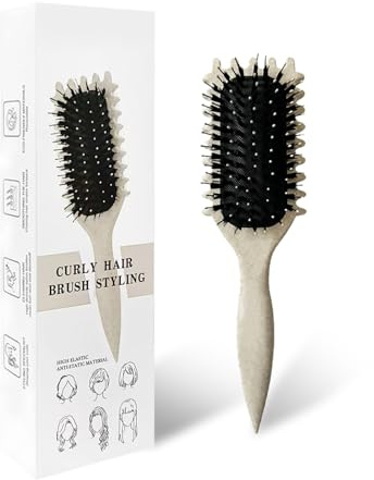 Curl Defining Brush, Curl Define Styling Brush, Hair Brush for Combing and Shaping Men's and Women's Curls to Reduce Pulling, Nylon Bristles, Curl Enhancing, Unisex (Beige, 24 cm)