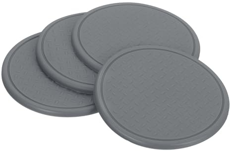 sourcing map 4Pcs Non-Slip Furniture Pads, 3.15 Round Anti Skid Rubber Caster Cups, Anti-Sliding Furniture Coasters, Anti Slide Floor Protectors Pads for Bed Couch Table (Grey)