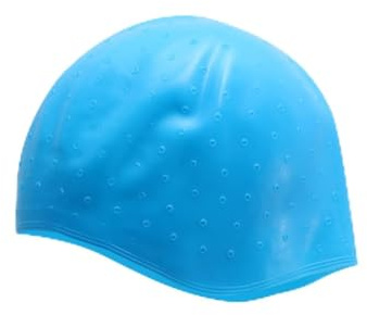 FRCOLOR Strähnchen Farbe Silikon Haarfärbehut mit Nadeln für Professionelle Haarfärbung im Friseursalon Blaue Haarkappe mit Kleinen Kreisen ohne Vorgestochenen Löcher