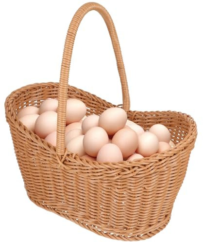 PRETYZOOM Panier Tissé à La Main En Rotin Synthétique Léger Et Portable Panier à Fruits Décoratif Artisanal Pour Légumes Utilisation Extérieure Et Intérieure