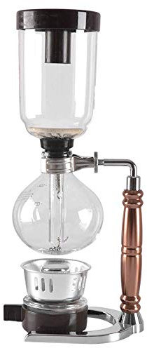 IUBGFTO Kaffee-Mokkakanne, Siphon-Kaffeemaschine, Tee-Siphon-Kanne, Vakuum-Kaffeemaschine, Glas-Kaffeemaschinenfilter, 3 Tassen, Silber (Gold)