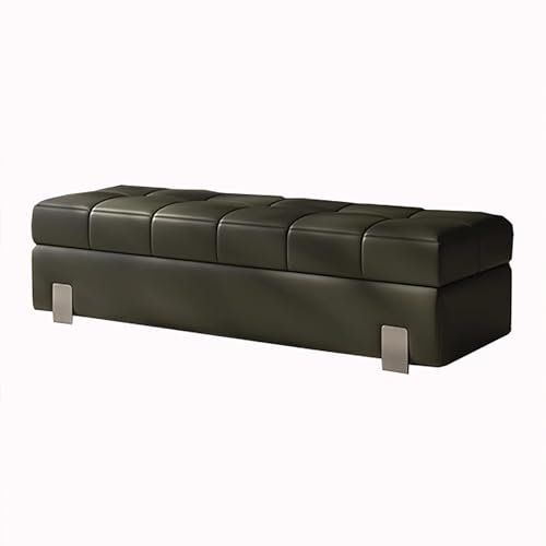 Moderne gepolsterte Sitzbank mit Stauraum für Schlafzimmer und Wohnzimmer, 140 cm, stilvolle Bettbank mit Stauraum für Büro und Esszimmer, Grün