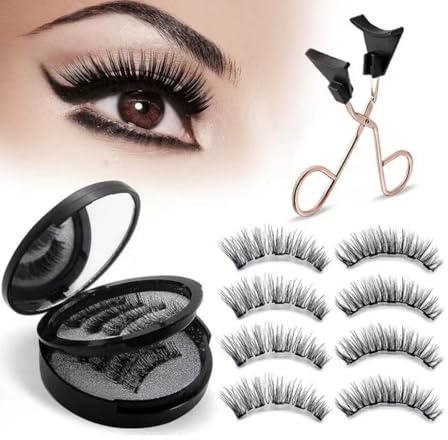 Magnetische Wimpern, Magnet Wimpern mit Applikator, Kein Kleber Nötig & Wiederverwendbares, Natürlich Look, für Tägliches Make-up Oder Dating, Hochzeit, Party