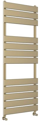 Greened House Richmond Heated Towel Rail Brushed Brass 400mm W x 1200mm H | Flat Panel, Bathroom Towel Radiator, Central Heating, Wall Mounted