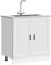 Homgoday Mueble bajo Fregadero Porto Blanco 80x46x81,5cm Madera diseñada Mueble bajo de Cocina Módulos de Cocina sin encimera Mueble de Lavabo