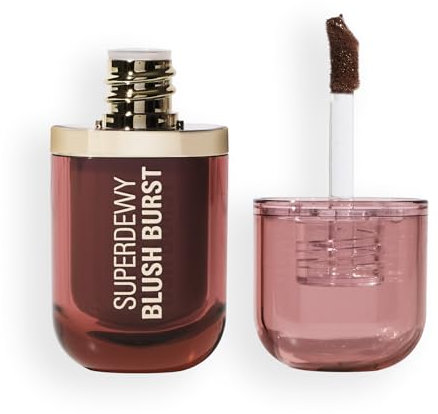 Revolution Superdewy Liquid Blush Burst – Aufbaubarer Flüssig-Blush für Wangen med Serum-Formel (Peptid & Hyaluronsäure), vegan och tierversuchsfrei – karamell cooler brons – 4,2 ml