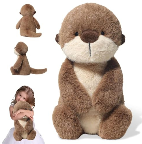 Jinfanshurich Otter Plüschtier 36cm – Flauschiges Schmusetier Seeotter, Otter Kuschelkissen & Stofftier Puppe zum Kuscheln & Spielen, Plüschtier Geschenk für Kinder, Geburtstagsgeschenk Tierpuppe