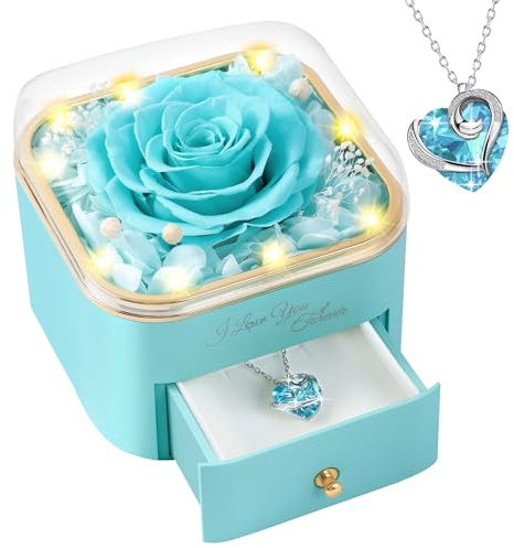 PatNlevs Ewige Rosen Geschenke für Frauen, Geschenk Valentinstag für Sie, Perfekt für Mama, Freundin, Ehefrau & Mehr - Ideales Geburtstag, Valentinstag, Weihnachten, Muttertag (Hellblau)