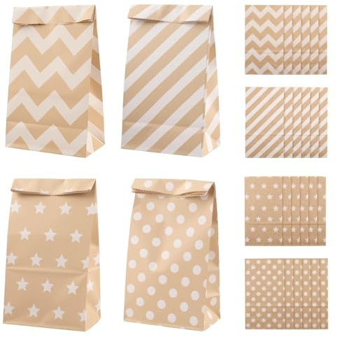 Arvoni Papiertüten Braun, 24 Stück Geschenktüten Klein 24×13×8cm, Kraftpapier Tüten für Geschenktüten Kindergeburtstag, Papiertüten Kindergeburtstag für Kindergeburtstag, Hochzeit, Feiern