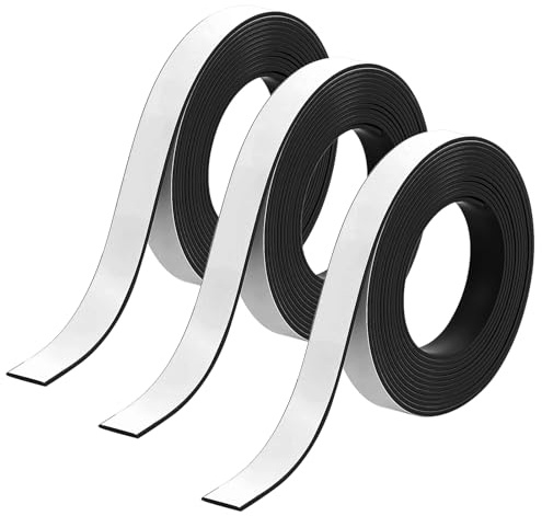 3 rouleaux de bande magnétique, 15mm x 2 mètres bande magnétique auto-adhésive, bande magnétique pour moustiquaire sans perçage, pour fenêtres, portes, rideaux, murs (noir)