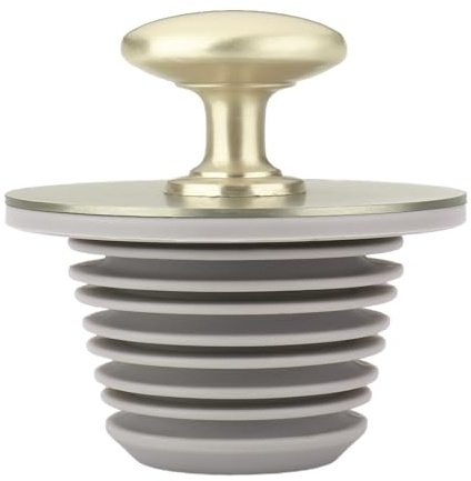 Bathtub Drain Stopper,Tub Silicone Stopper,Bathtub Drain Replacement Accessories,Suitable for Bathtubs,Sinks,Washbasin Drain Ooutlet Rubber Drain Stopper (Gold)