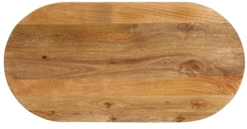 QJBSAVVA Tischplatte 110x40x3,8 cm Oval Massives Mangoholz in Eichen-Optik Moderne Holzplatte für Esstisch Schreibtischplatte Balkon und Wintergarten