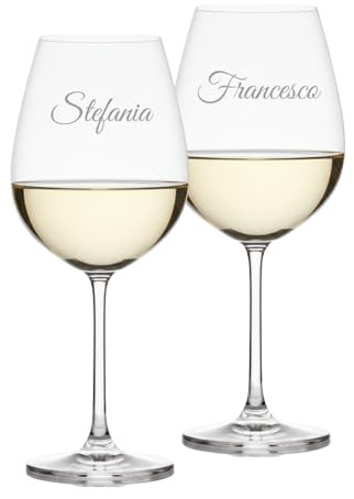 Lasertricks Calici da vino - Personalizzati con Nomi – Idea Regalo San Valentino, Anniversario o Matrimonio – Bicchieri da Vino – Personalizzabili (Nomi 2, Coppia calici)