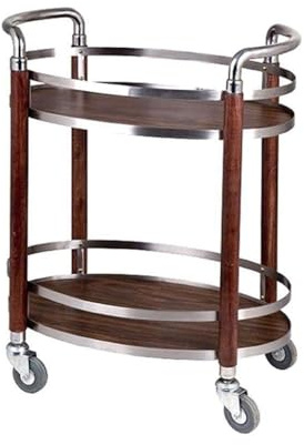 GSACLKES Carrelli, 3-Tier in Acciaio Inossidabile e Legno Carrello Di Servizio - Carrello Multifunzionale Di Stoccaggio Del Vino e Del Tèr Cucina e Hotel con Ruote - Carrello Di Utilità Mobiler Facile