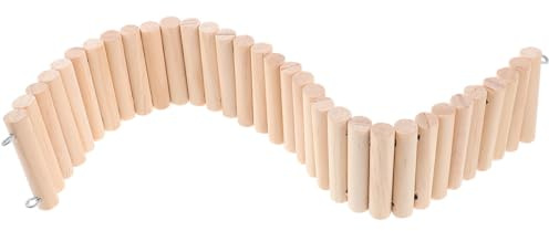 JOINPAYA Scaletta in Legno Flessibile per Criceti e Gerbilli Ponte Sospeso Beige, Giocattolo Interattivo Sicuro per Arrampicata e Decorazione della Gabbia