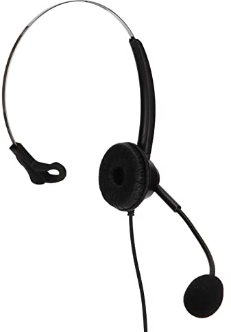 Tomantery Cuffie Mono con Riduzione del Rumore Ultraleggere per Telefono da Ufficio, Cuffie Monoauricolare Nere in ABS con Spina da 2,5 Mm