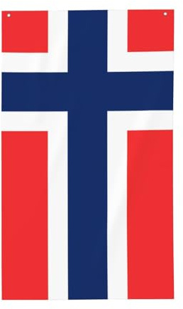 Bandera noruega. Bandera vertical de 3 x 5 pies, poliéster resistente a la decoloración con ojales, decoración de jardín, balcón