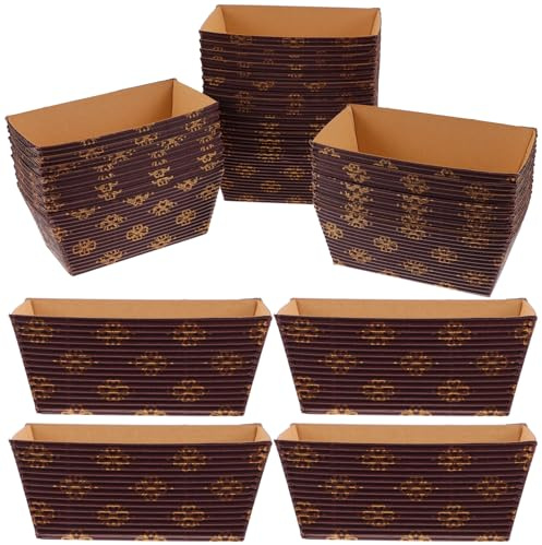 DOITOOL 50 Pirottini di Carta Rettangolari per Muffin e Dolci, Vassoi Ovali per Torte in Carta Usa e Getta, Set da 50 Pezzi per Uso Domestico e Preparazione Dessert
