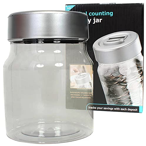 AAJ Digital Coin Counter Jar with LCD Display - Track Your Savings Progress Instantly - Electronic Money Bank for Kids Adults - Large Capacity Automatic Piggy Bank