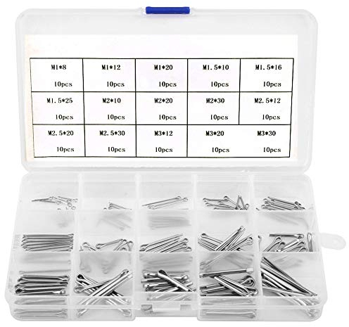 Ausla Edelstahl Cotter Pin Set, 150 Stück, 15 Arten, M1 - M3, Silber