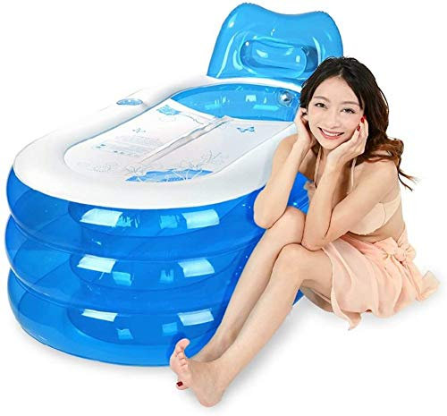 XQHD Inflable Bañera Plegable, SPA Portátil Adultos Grueso para Ducha, Mantenimiento Eficiente De La Temperatura,Blue