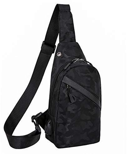Sleeping forest Sling Bag Usb Cross Body Bag Small Chest Bag for Women and Men