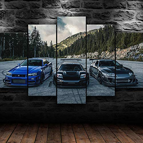 GSDFSD 5 Pieces JDM Toyot Supra Nissa Skyline NSX Car Wall Art Painting The Picture Print On Canvas Animal Art Pictures for Home Office Modern Decoration