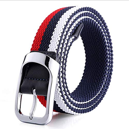 WOAIXI Leinwandgürtel,Mode Unisex Gewebte Stretchgürtel Mode Metall Nadel Schnalle Militärgürtel Männer Frauen Jeans Gürtel Outdoor Casual Elastic Bund