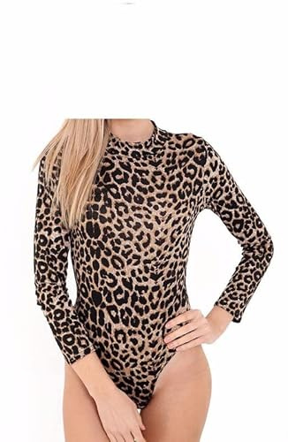 BODYWEAR LTD Dam sköldpadda hals bodysuit damer långärmad stretch tryckt trikåer topp storlekar 8-14