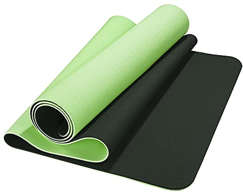 CelinaSun Fitnessmatte 183 x 61 cm Yoga Matte dunkelgrau grün TPE Sportmatte rutschfest Gymnastikmatte Pilates Fitness Matte mit Trageband