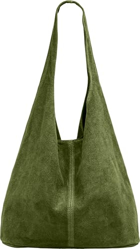 Caspar große Damen Wildleder Tasche Hobo Bag Shopper - CLASSIC LINE - Modell No.767 - Made in Italy
