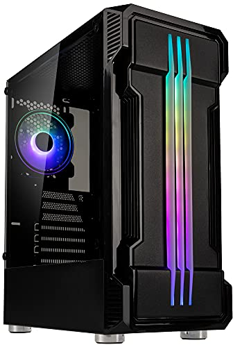 Caja de Torre Media ATX Inspire K10 RGB con Panel acristalado, Color Negro